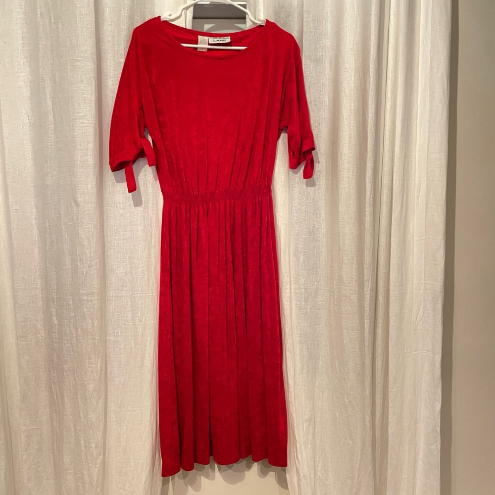 Vintage 1970's Melissa Lane Terry cloth red dress